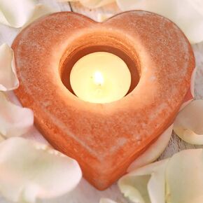 Apex Global Natural Himalayan Rock Salt Heart Shape Tea Light Candle Votive Holder. 100% Authentic with no Chemical Additives,(2.5 inches, 3.5 lbs.) Unique Gift Ideas
