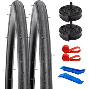 YUNSCM 2-PCS 26X1 3/8(37-590) Bike Tires and 26" Heavy Duty Bike Tubes AV32mm Schrader Valve Compatible with 2 Rim Strips 26 X 1 3/8 26x1 3-8 Bike Bicycle Tires and Tubes (Y-766)