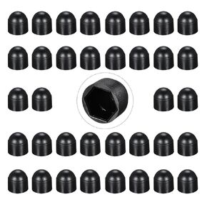 37 PCS Black M6 Bolt Nut Protective Cap, Dome Head Plastic Bolt Caps Black Hexagonal Protective Cap Exposed