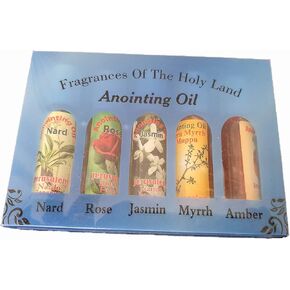 Set of 5 Roll-On Anointing Oils Jasmin Myrrh Musk Nard and Rose from Jerusalem