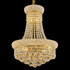 10 - Light Unique Empire Crystal Chandelier for Foyer Entryway Living Room Dining Room Bedroom Hallway Gold Finish