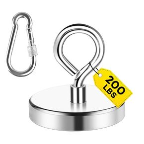 MIKEDE Powerful Fishing Magnets, 500 lbs Pulling Force Strong Neodymium Magnets Heavy Duty, Rare Earth Magnets with Eyebolt, Diameter 2.36 inches for Magnetic Fishing, Hunting, Retrieving in River