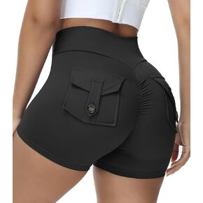 Scrunch Biker Shorts with Pockets for Woman High Waist Gym Workout Shorts Yoga Running Shorts
