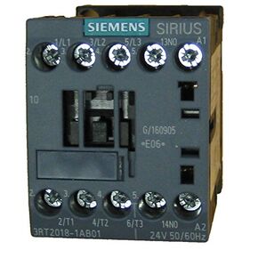 Siemens 3RT2018-1AB01 16 AMP, 3 Pole contactor with a 24 Volt AC Coil and 1 N.O. Base Contact
