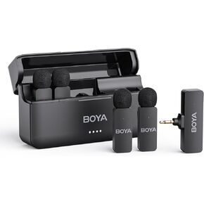 BOYA BY-V4U ميكروفون لاسلكي Lavalier لهاتف iPhone 15 Android Type C والهواتف الذكية ومشبك ميكروفون لاسلكي لتسجيل الفيديو والبودكاست والبث ومدونة الفيديو واليوتيوب