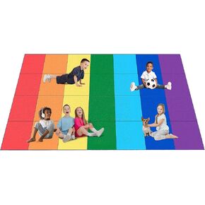7.5x13ft Colorful Classroom Rug, Washable Kids Rug for Classroom, Classroom Carpet Elementary for School, Nursery, Non-Slip Classroom Area Rugs Educational Rug Learning Mat, Rainbow, 157x90 inch