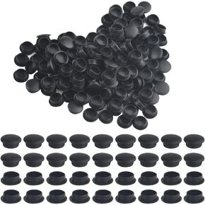 WMYCONGCONG 300 PCS 1/2" inch Plastic Hole Plug Round Tubing Plugs Black Cabinet Hole Plugs Caps for Cabinet Cupboard Shelves