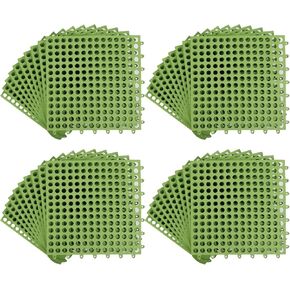 FAHKNS 50 PCS Modular Drainage Cushion, 12"x12"Anti Slip Drain Tiles, TPE Interlocking Floor Tiles for Showers, Toilets, Swimming Pools, Terraces, Drain, Pet Areas (Green)