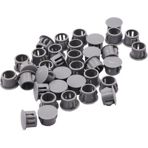 36-Pack 1/2" Gray Plastic Hole Plugs - Flush Type Round Snap-in Fasteners for Furniture, Panel Inserts, and End Caps
