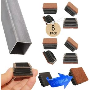 2" (50.48 mm) Square Plastic Hole Plugs with Felt Pad, End Caps for Metal Tubing, Inserts, Hardware Plugs, Furniture Feet Protectors Slide Smoothly Glide No Scratches No Noise Protect Hardwood Floors