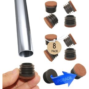 1 1/8" (28.58 mm) Round Plastic Hole Plugs with Felt Pad, Tubular End Caps, Inserts, Hardware Plugs, Furniture Feet Protectors Slide Smoothly Glide No Scratches No Noise Protect Hardwood Floors