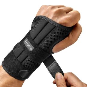 FREETOO Wrist Brace for Carpal Tunnel Relief Night Support , Maximum Support with 3 Stays Women Men Adjustable Splint Right Left Hands Tendonitis, Arthritis Sprains, Black (Right Hand, S/M)