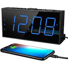 ROCAM Loud Alarm Clock for Heavy Sleepers Adults, Bed Shaker Alarm Clock for Bedroom, Dual Alarm with Weekday/Weekend Mode for Hearing Impaired, Deaf, Large Display Digital Clock with Dimmer, USB Port