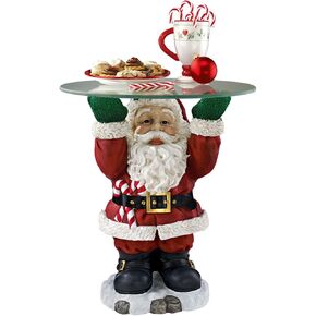 Christmas Decorations - Santa Claus Glass Topped Holiday Decor Side Table