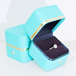 PU Leather Ring Box, Luxury Velvet Jewelry Ring Boxes for Proposal, Engagement, Wedding, Gifts - Jewelry Storage Case, Ring Earrings Jewelry Counter Display Props（Blue）
