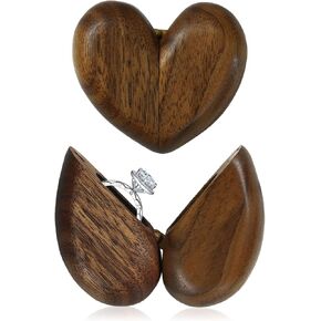 Small Ring Box - Heart Flip Ring Box, Slim Ring Box, Wooden Engagement Ring Box, Kinetic Cube Ring Box For Proposal, Promise Ring Case, Heart Shaped Proposal Prop Decor Love Gif