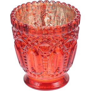 Amosfun Glass Votive Candle Holders Halloween Christmas Party Decoration Candle Holder Vintage Flower Pattern Tealight Candle Holders for Table Centerpieces