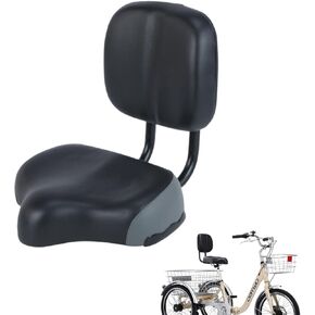 Oversized Comfort Bicycle Seat, Bike Seat with Backrest, Removable Comfortable Saddle, Universal Wide Bike Seat,Memory Foam Padded Bike Cushion Saddle for Electric Bike, Folding Pedal Scooter