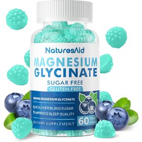 Magnesium Glycinate Gummies 1000mg - Sugar Free Magnesium Potassium Supplement with Vitamin D, B6, CoQ10 for Calm Mood & Sleep Support - 60 Strawberry Gummies -1 Pack
