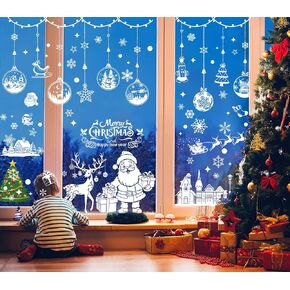 Christmas Window Clings 202pcs, 9 Sheets Christmas Window Stickers, Christmas Window Decorations, Snowflake Window Clings, Window Clings Christmas Decorations, Christmas Window Decals