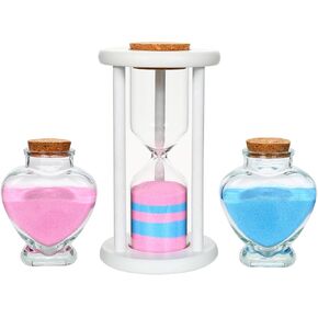 Unity Sand for Wedding Ceremony Set - 3 Pcs Wedding Sand Ceremony Sets Includes 1 Unity Hour Glass and 2 Heart-Shape Glass Sand Ceremony Vase, Wedding Unity Ideas for Ceremony (Sand not Included）