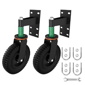 2 Pack 8 inch Gate Wheel,600lb Capacity Fence Gate Wheel for Metal & Wooden Gate,360° Swivel Heavy-Duty Farm Gate Casters,Spring-Loaded Gate Wheel with Dust Ring