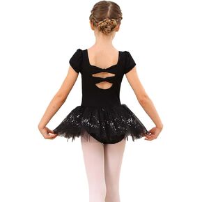 Gogokids Ballet Leotards for Girls, Toddler Bow Back Dance Dress Outfit with Removable Tutu Skirt Combo