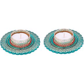 Acrylic Decorative Diya with Tealight Holder for Christmas and All Festive Seasons.(Set of 2 diyas)