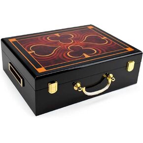Brybelly Wooden Poker Chip Case, Suit Symbol Design, High Gloss, Holds 500 Chips