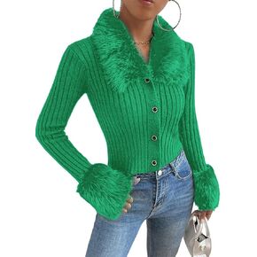 Women's Long Sleeve Button Down Sweater Casual Lightweight Soft Ribbed Knit Cardigan Sweater Outerwear