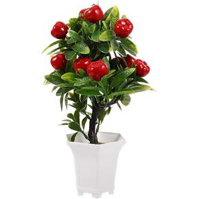 LOGOFUN Artificial Fruit Potted Plant Simulation Apples Tree Potted Plant Fake Apple Tree Bonsai for Home Tabletop Decorations