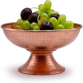 Copper Urli Bowl with Pedestal Hand-beaten for Table Decorative for Pooja,Haldi,Fruit,Treats,Flowers