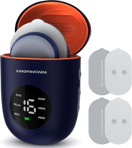 KingPavonini Wireless TENS Unit, Muscle Stimulator for Pain Relief, Portable Rechargable TENS EMS Machine, LED Screen, Remote, Dual Channel 6 Modes 16 Intensity Massager, Charging Case (4 Pads) in Saudi Arabia