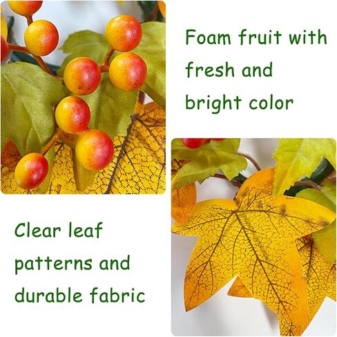 4 Pcs Fall Candle Rings Wreaths Artificial Maple Leaves Candle Wreath with Berries or Pumpkin Autumn Pillar Candle Rings Garland for Thanksgiving Centerpieces(orange) in Saudi Arabia