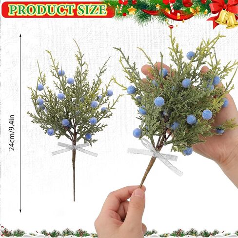 Lyrow 15 جهاز كمبيوتر شخصى من أوراق الصنوبر الاصطناعية فروع مع التوت العرعر الاصطناعي رذاذ الأرز الأخضر أغصان الصنوبر ينبع اختيار للحرف اليدوية DIY إكليل عيد الميلاد إكليل وديكورات الشتاء الداخلية والخارجية in Kuwait
