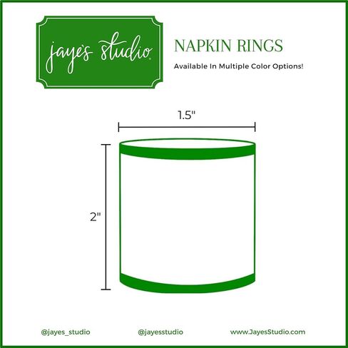 Jaye's Studio 3" Napkin Rings, Gold Trim & Finish, Enameled, Handcrafted Metal, Luxury Napkin Holder, 4-Pack of Napkin Rings (Boxwood Trellis Design) in Saudi Arabia
