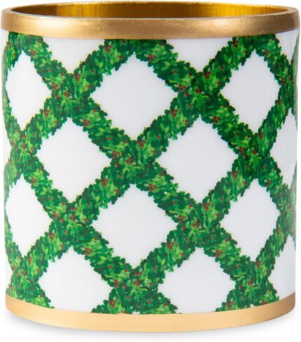 Jaye's Studio 3" Napkin Rings, Gold Trim & Finish, Enameled, Handcrafted Metal, Luxury Napkin Holder, 4-Pack of Napkin Rings (Boxwood Trellis Design) in Saudi Arabia