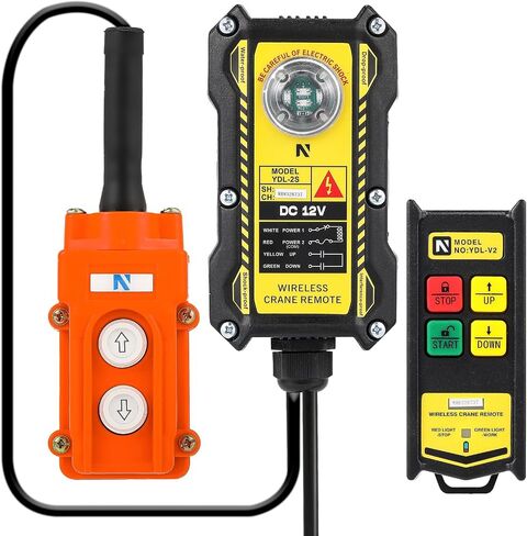NEWTRY 2 in 1 Crane Remote, 12V Wireless Crane Remote Wire Dump Trailer Remote Control Industrial Crane Controller Hoist Truck Crane Up-Down Switch Control Station in Saudi Arabia