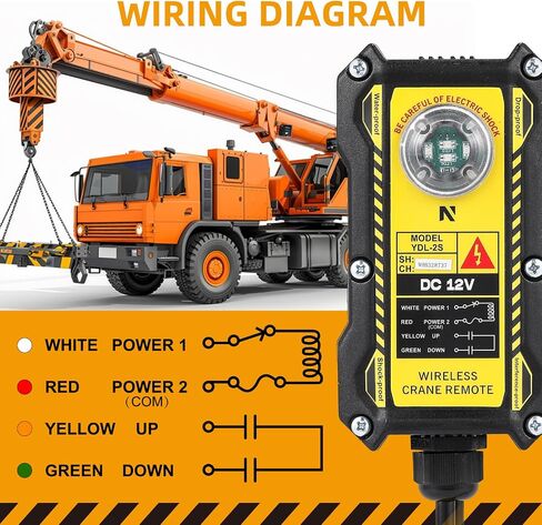 NEWTRY 2 in 1 Crane Remote, 12V Wireless Crane Remote Wire Dump Trailer Remote Control Industrial Crane Controller Hoist Truck Crane Up-Down Switch Control Station in Saudi Arabia