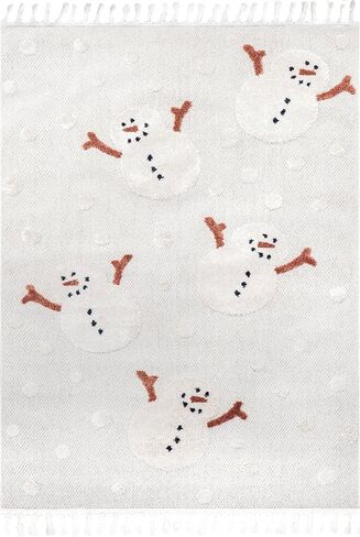 سجادة NuLOOM Kilah Snowmen عالية ومنخفضة للأطفال، مقاس 3x5، باللون الأبيض الفاتح in Saudi Arabia