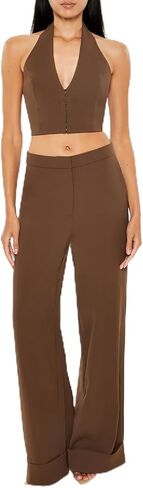 Forever 21 Women's Halter Crop Top & Pants Set in Saudi Arabia
