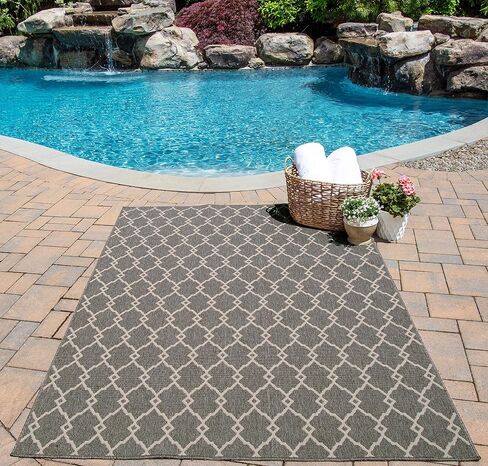 Momeni Rugs , Baja Collection Contemporary Indoor & Outdoor Area Rug, Easy to Clean, UV protected & Fade Resistant, 1'8" x 3'7", Ivory in Saudi Arabia