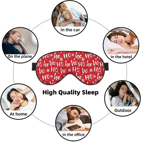 Sleep Eye Mask Hohoho Santa Claus Laugh Sleep Mask for Women Men Comfortable Eye Mask with Adjustable Strap Soft Eye Cover Blindfold for Travel Yoga Nap Shift Work in Saudi Arabia
