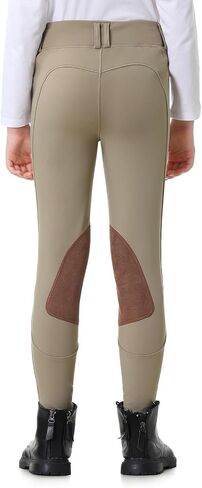 Kids Horse Riding Pants Winter Fleece Lined Girls Equestrian Breeches Knee-Patch Horseback Tights with Pockets in Kuwait