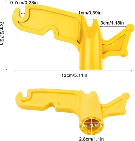 BOXOB 2pcs Christmas Light Extension Pole Hook Heads, 3/4" Inner Diameter Multi-Purpose Plastic Utility Hanger Attachment Screw on Telescoping Pole Handle Hooks for Hanging Light (Yellow) in Saudi Arabia