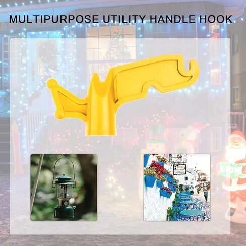 BOXOB 2pcs Christmas Light Extension Pole Hook Heads, 3/4" Inner Diameter Multi-Purpose Plastic Utility Hanger Attachment Screw on Telescoping Pole Handle Hooks for Hanging Light (Yellow) in Saudi Arabia