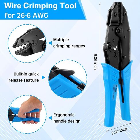 Hicarer 380 Pcs Non Insulated Butt Connectors Kit Wire Butt Splice Connectors, with 400 Pcs Heat Shrink Tubing Kit 3: 1 Ratio Adhesive Lined, and Wire Crimping Tool for 26 to 6 Gauge Wire in Saudi Arabia