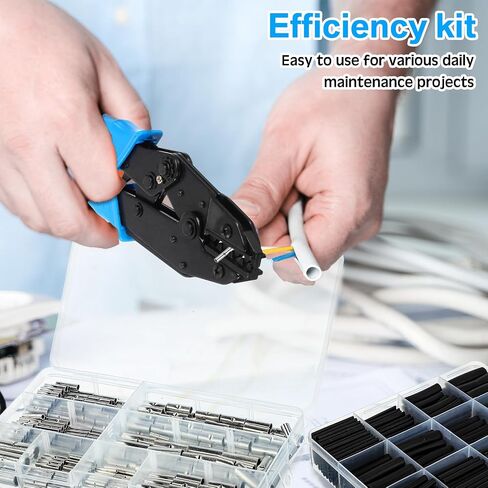 Hicarer 380 Pcs Non Insulated Butt Connectors Kit Wire Butt Splice Connectors, with 400 Pcs Heat Shrink Tubing Kit 3: 1 Ratio Adhesive Lined, and Wire Crimping Tool for 26 to 6 Gauge Wire in Saudi Arabia