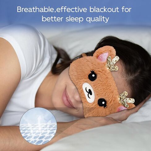 Cute Sleeping Mask Sleep Mask, Funny Santa Claus Soft Plush Eye Mask for Travel Nap Sleeping Chrismas Blindfold Eye Cover Eyeshade for Adult Kids Girls Teens Men Women - Santa Claus in Kuwait