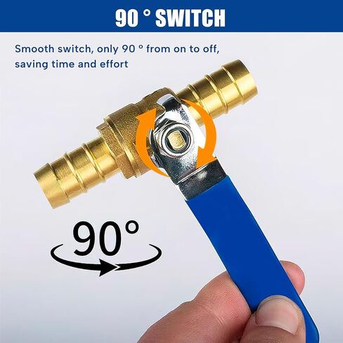 2 Pcs Brass Hose Barb Ball Valve Kit, 5/8" (16mm) Hose Shut Off Valve with 4 Pcs Stainless Steel Clamps, PEX Shut Off Valves for Hot and Cold Water, Oil, Gas, Fuel line Fittings in Saudi Arabia